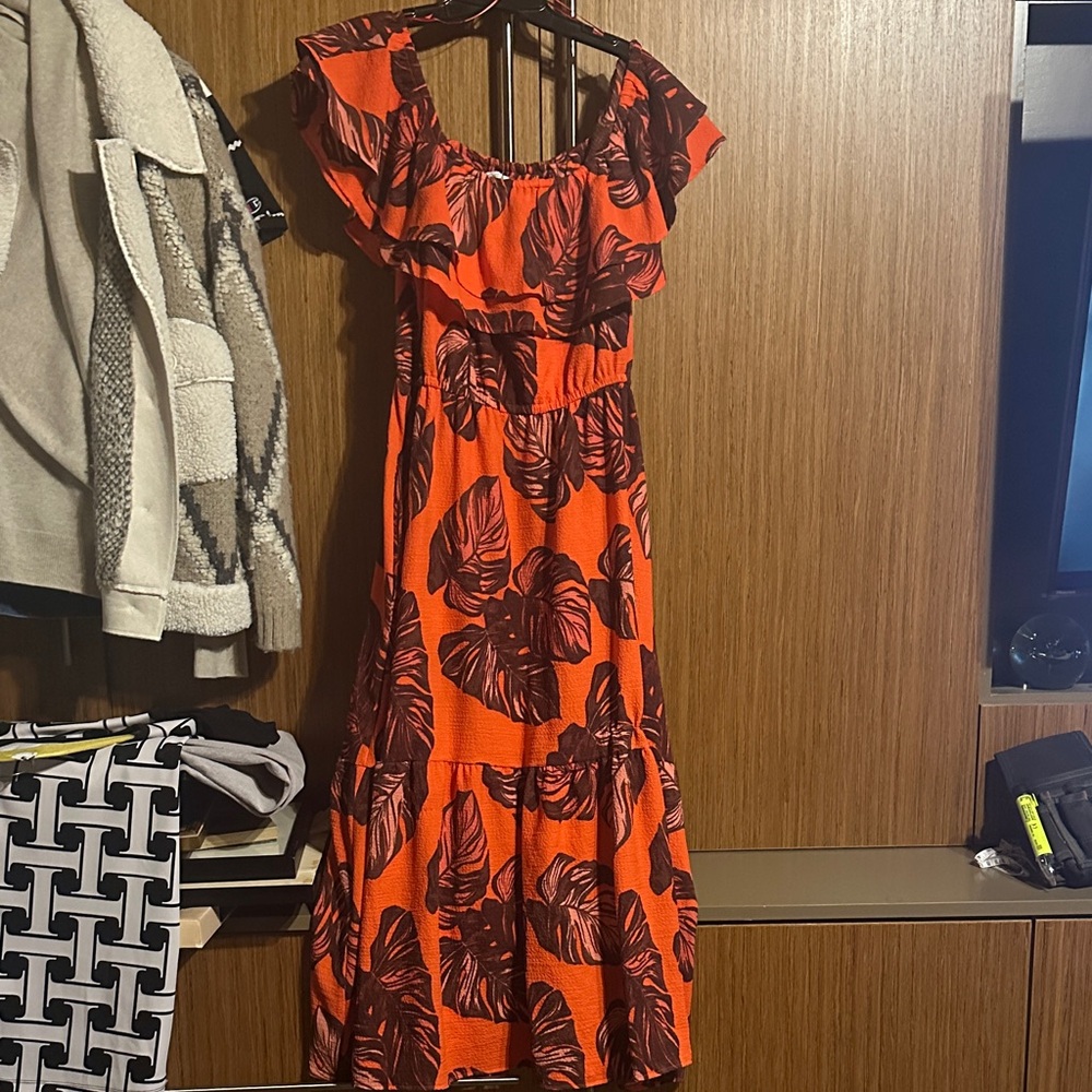 Sofia by Sofia Vergara Orange and Black Maxi Dress